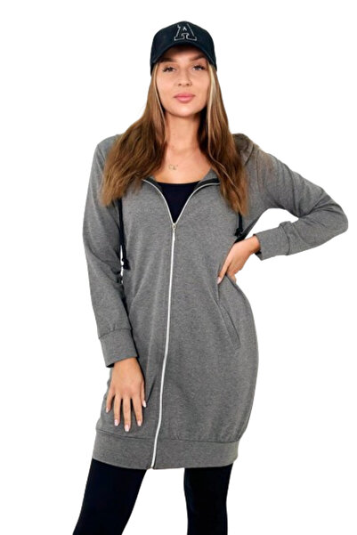 Kesi Hanorac elegant cu imprimeu grafit melanj