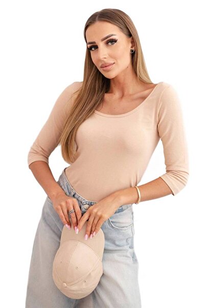 Kesi Bluză cu guler rotund și imprimeu cappuccino