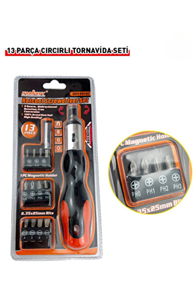 mucit home Hassas Cırcır Tornavida Seti 13 Parça Manuel Cırcır Çok Amaçlı Çok...
