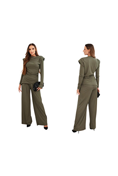 Kesi Set kaki pentru femei cu mâneci lungi și pantaloni largi