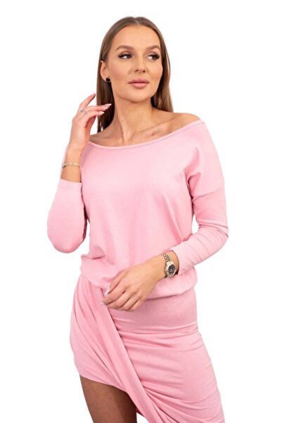 Kesi Rochie asimetrică, mâneci 3/4, roz pudrat