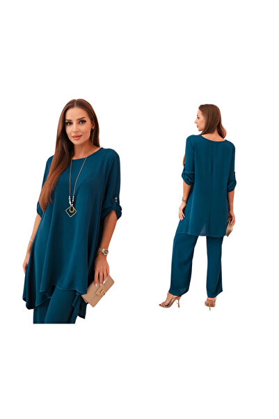 Kesi Set nautic pentru femei cu colier: tunică și pantaloni largi