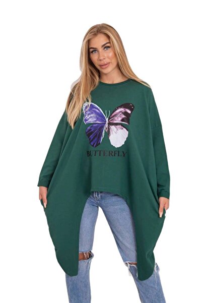 Kesi Oversized Printed blouse, dark green