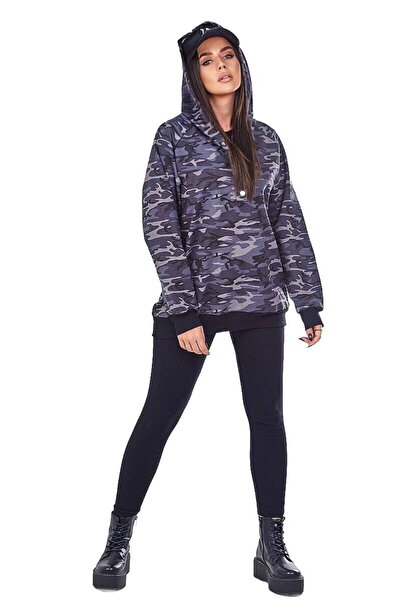Kesi Set camuflaj 3 piese: hanorac, top și colanți, negru + grafit