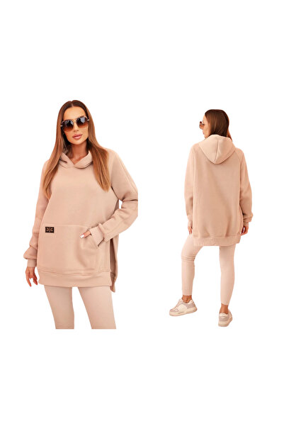 Kesi Set bej: hanorac supradimensionat + colanți