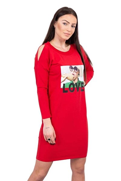 Kesi Rochie roșie imprimată Love