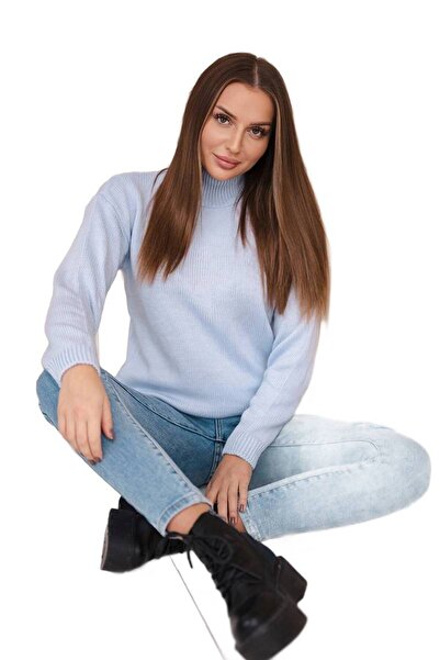 Kesi Pulover albastru cu guler înalt