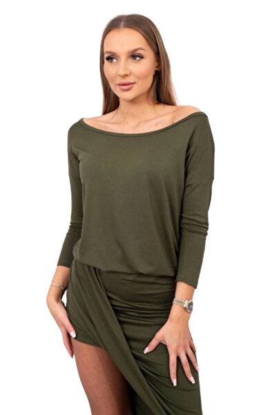 Kesi Rochie asimetrică, mâneci 3/4, kaki