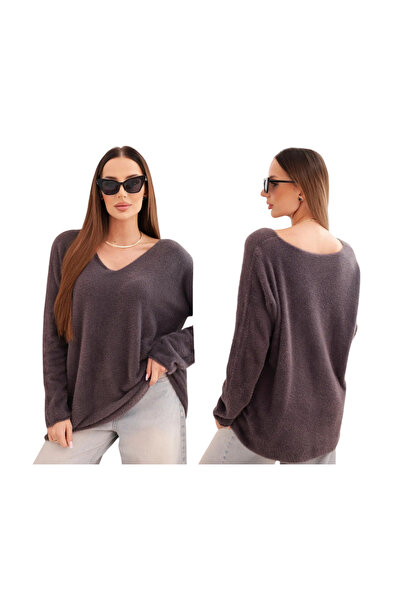 Kesi Pulover maro din lână pentru femei cu decolteu în V