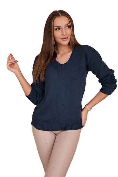 Kesi Pulover din denim cu decolteu în V