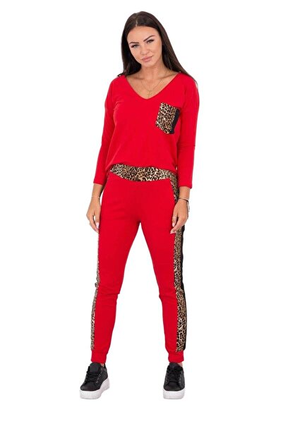 Kesi Set cu imprimeu de leopard roșu