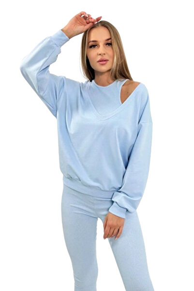 Kesi Set 3 piese: hanorac + top + colanți, albastru