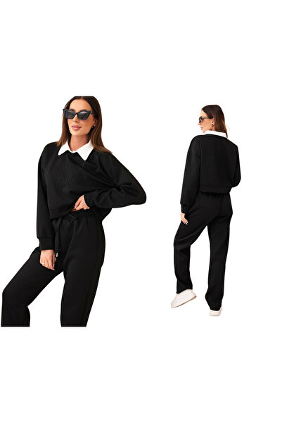 Kesi Set trening negru pentru femei „unt” - hanorac și pantaloni