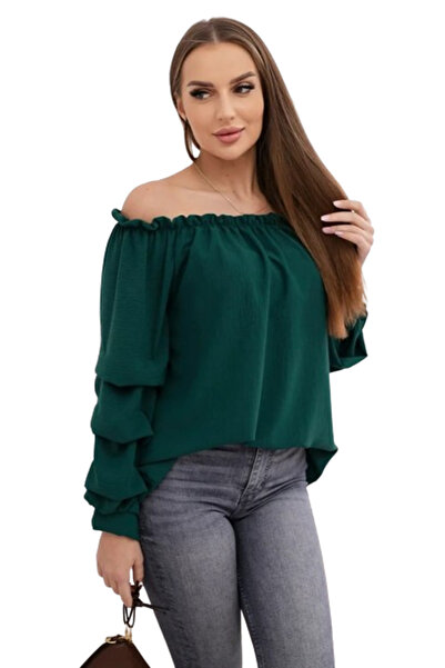 Kesi Spanish blouse with decorative sleeves, dark green
