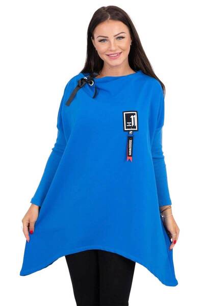 Kesi Hanorac supradimensionat cu laterale asimetrice, albastru-albăstrele