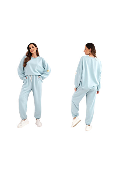 Kesi Set de damă cu unt, mentă închisă, format din hanorac și pantaloni cu in...