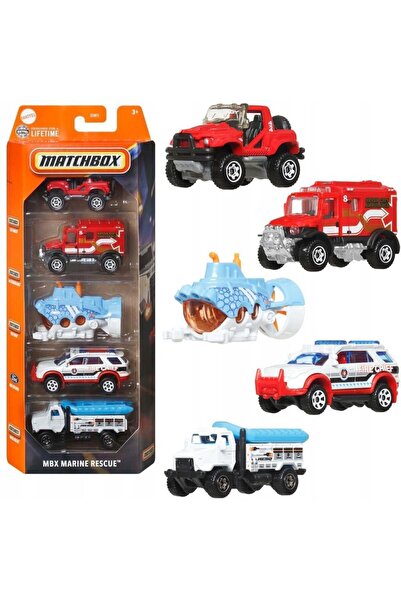 HOT WHEELS Matchbx Metal Beşli Araba Seti DENİZ ARAMA KURTARMA (MBX MARINE RE...