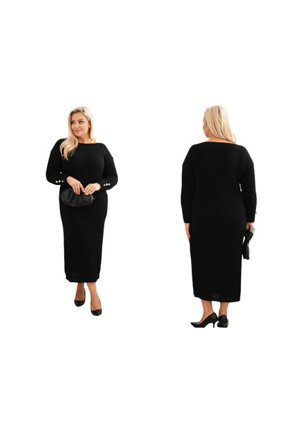 Kesi Women's plus size black mohair Printed sweater dress