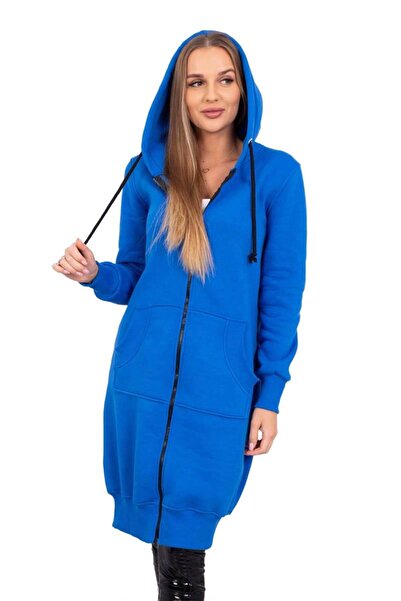 Kesi Hanorac lung izolat cu glugă, albastru-albăstrele