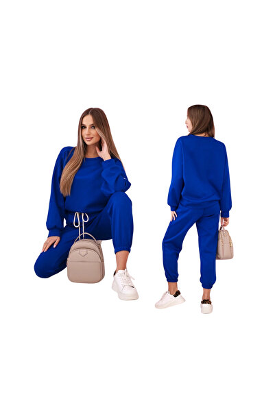 Kesi Set de două piese pentru femei, albastru-albăstrele: hanorac și pantalon...