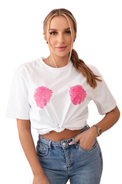 Kesi Bluză din bumbac cu imprimeu floral, albă