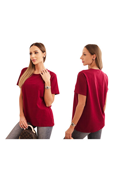 Kesi Tricou simplu din bumbac, de culoare vișinie, pentru femei