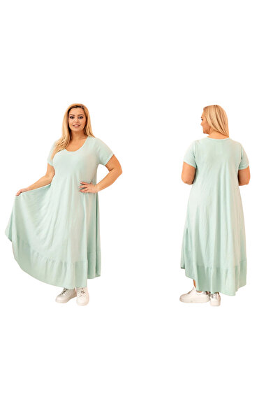 Kesi Women's plus size Viscose maxi dress with short sleeves, mint