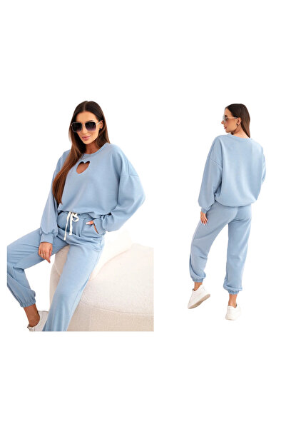 Kesi Set trening din denim pentru femei MASELKO cu inimă și manșete