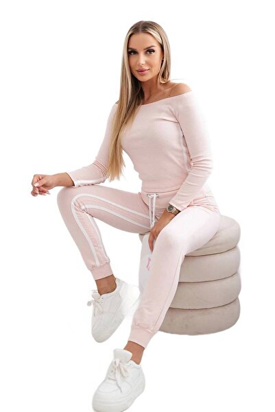 Kesi Set cu o dungă dublă, roz pudrat