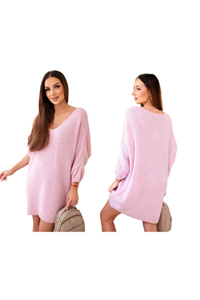 Kesi Women's Plus Size Light Pink V-Neck Sweater