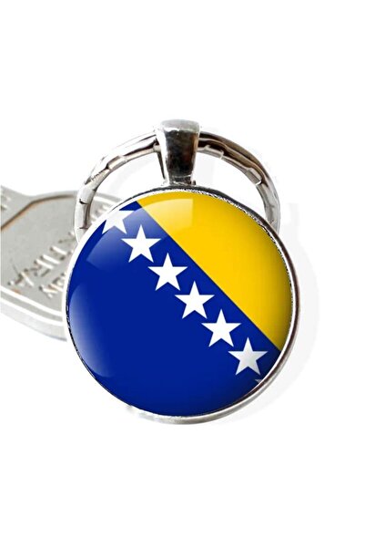 TamgaCrafts Bosna Hersek Bosnia and Herzegovina Bayrağı Metal Anahtarlık Ülke...