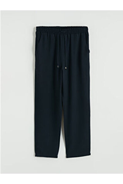 LC Waikiki M1 Season Navy Blue Elastic Waist Loose Fit Women's Trousers