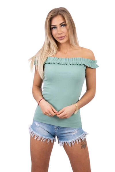 Kesi Spanish blouse with Ruffled, dark mint