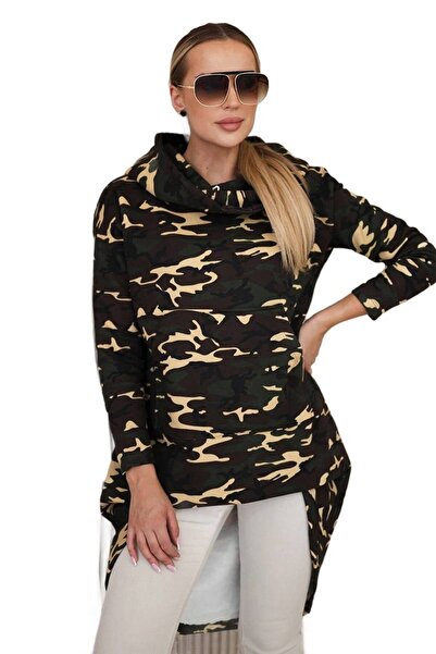 Kesi Hanorac camo cu spate lung, kaki+maro