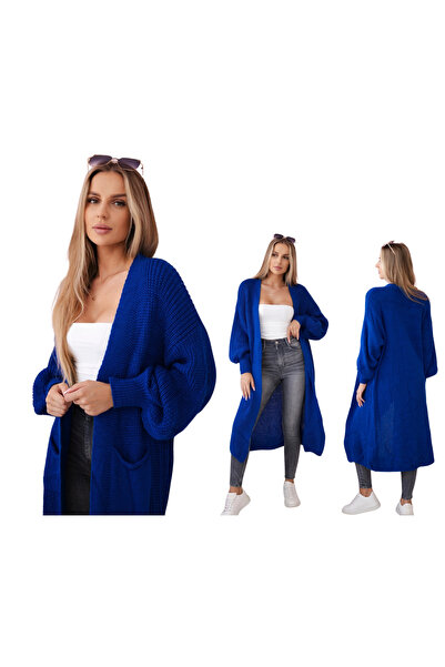 Kesi Cardigan supradimensionat de damă, albastru-albăstrele, cu mâneci lungi ...