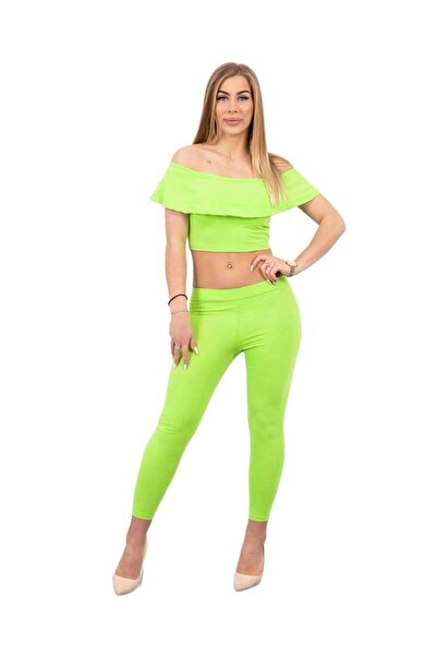 Kesi Set cu volane verde neon