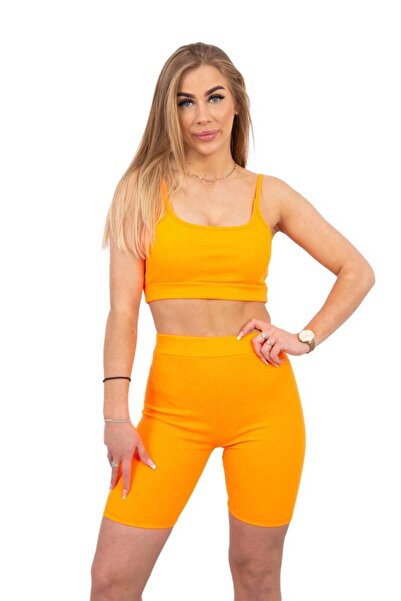 Kesi Set pantaloni cu talie înaltă portocalie neon