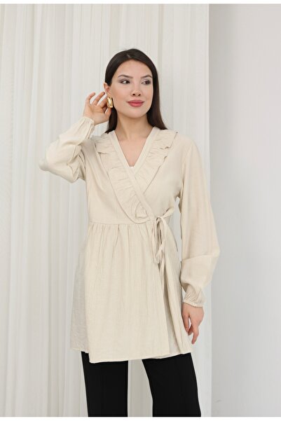 MODAELA Τουνίκ με βολάν μπροστά και δέσιμο στο πίσω μέρος
