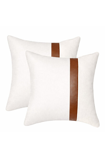 Diva Home صوف الفليس مخمل جلد شريط زخرفي 2Li غطاء وسادة 45 × 45 سم