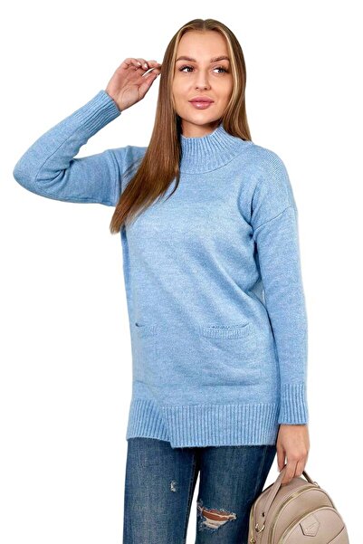 Kesi Pulover albastru cu guler ridicat