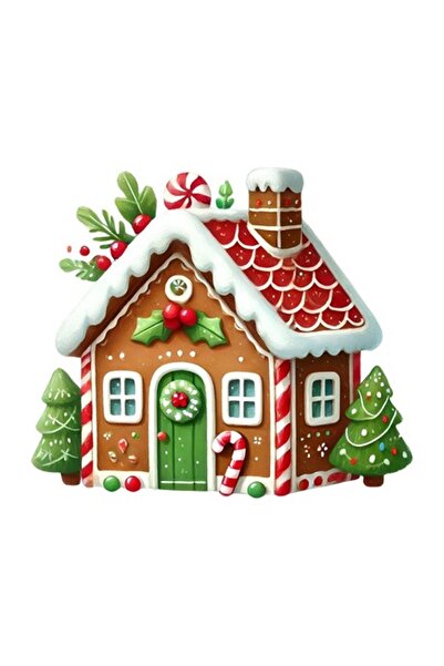 OEM Διακοσμητικό Αυτοκόλλητο, Χριστούγεννα, Σπιτάκι με Μελόψωμο, Καφέ