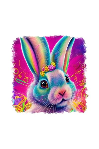 OEM Διακοσμητικό αυτοκόλλητο, Κουνέλι, Πολύχρωμο, 55 εκ.