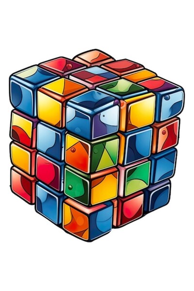 OEM Autocolant decorativ Cub Rubik, albastru, 65 cm