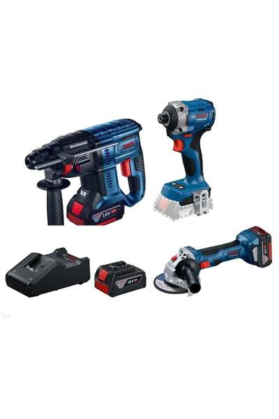 Bosch GBH 180-Li + GDR 18V-215 + + GWS 18V-8 + GBA 18v 4.0 Ah Akü x 3