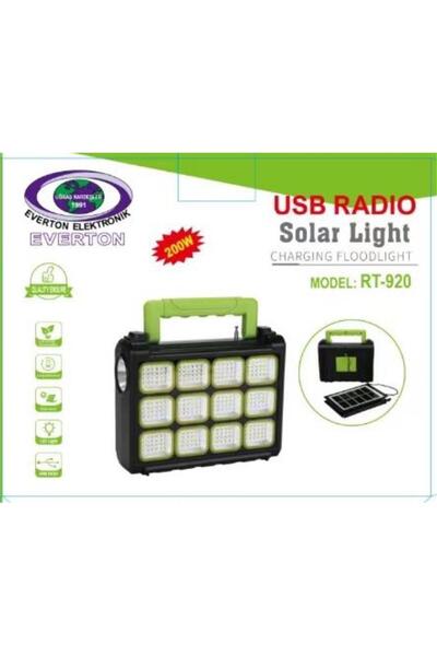 Genel Markalar Everton Rt-920 Şarjlı 200w Solar Panelli Projektör (Radyolu)
