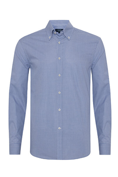 Germirli Testa Exclusive Lacivert Mini Pötikare Düğmeli Yaka Tailor Fit Pamuk...