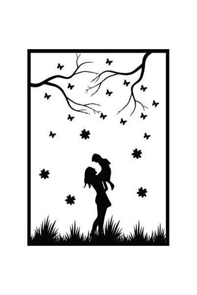 OEM Autocolant decorativ, Mamă Bebeluș, Negru, 80 cm