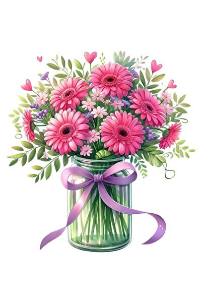 OEM Autocolant decorativ, borcan cu flori, verde