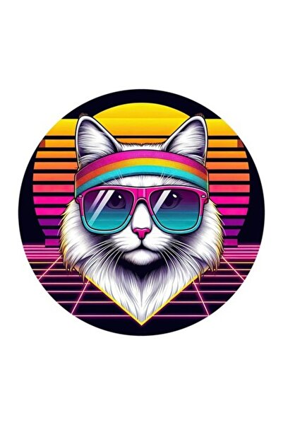 OEM Διακοσμητικό αυτοκόλλητο, Γάτα, Ρετρό, Πολύχρωμο