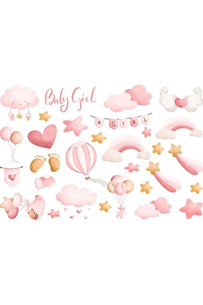 OEM Autocolant decorativ, fetiță, baloane, nori, stele